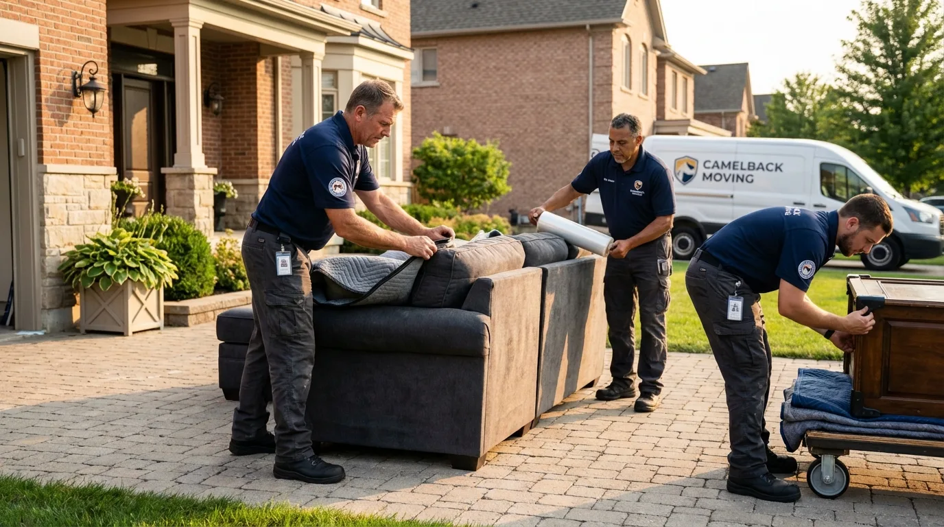 Large estate moving crew wrapping furniture in Italy, TX